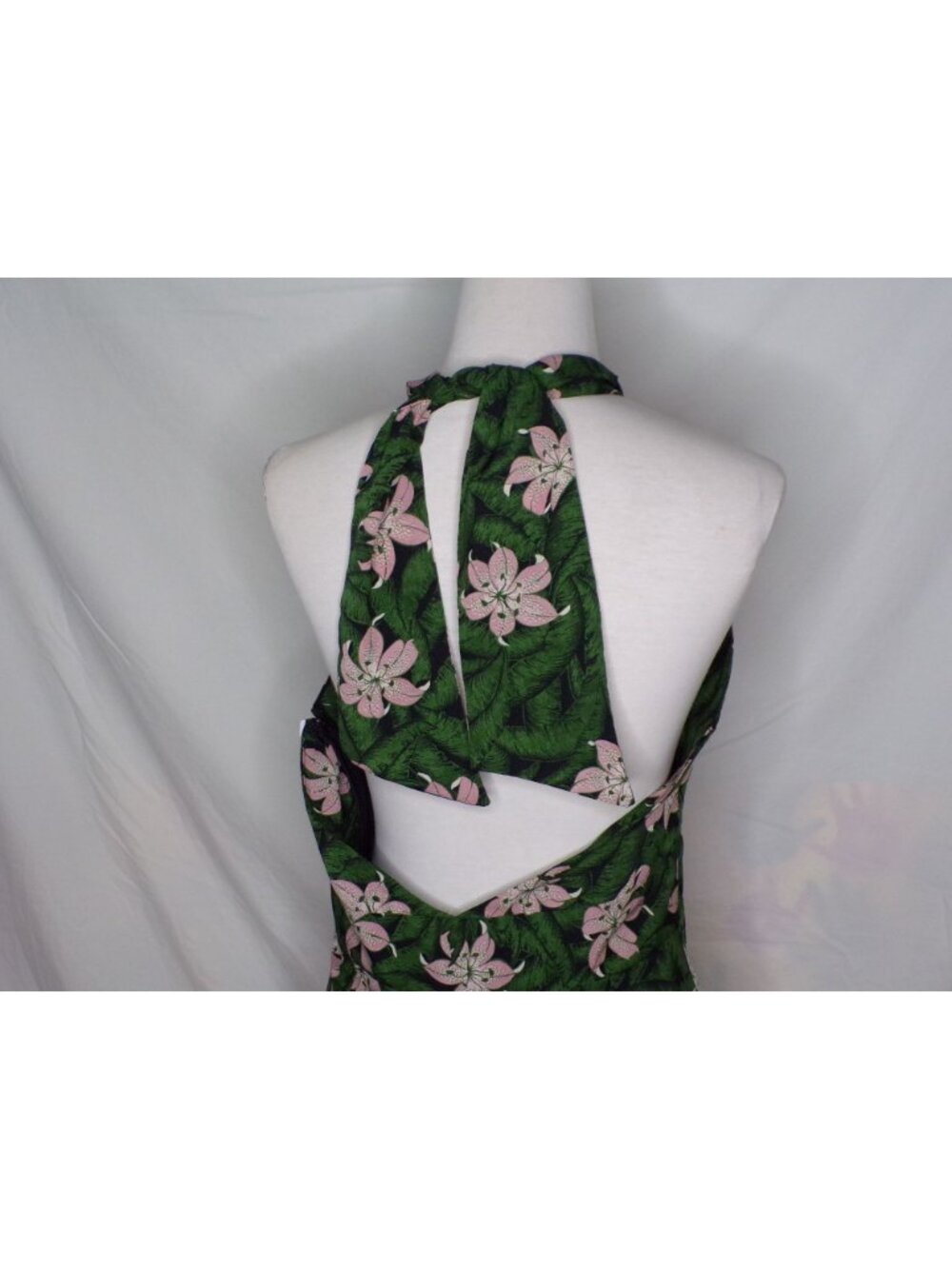 🆕TOPSHOP Hibiscus Floral Halter Midi Dress Green 10 - Picture 11 of 11